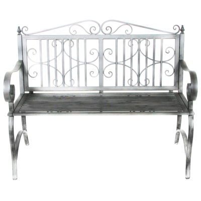 Charles Bentley Wrought Iron 2-Seater Garden Bench - Grey Charles Bentley Wrought Iron 2-Seater Garden Bench - Grey